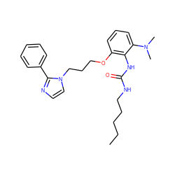 CCCCCNC(=O)Nc1c(OCCCn2ccnc2-c2ccccc2)cccc1N(C)C ZINC000013827592