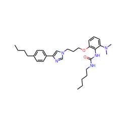 CCCCCNC(=O)Nc1c(OCCCn2cnc(-c3ccc(CCCC)cc3)c2)cccc1N(C)C ZINC000013827598