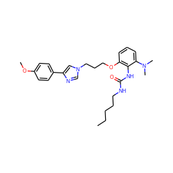 CCCCCNC(=O)Nc1c(OCCCn2cnc(-c3ccc(OC)cc3)c2)cccc1N(C)C ZINC000013827595