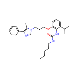 CCCCCNC(=O)Nc1c(OCCCn2cnc(-c3ccccc3)c2C)cccc1C(C)C ZINC000013827670