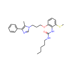 CCCCCNC(=O)Nc1c(OCCCn2cnc(-c3ccccc3)c2C)cccc1SC ZINC000013827650