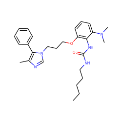 CCCCCNC(=O)Nc1c(OCCCn2cnc(C)c2-c2ccccc2)cccc1N(C)C ZINC000013827606