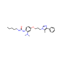 CCCCCNC(=O)Nc1ccc(OCCCn2cnc(-c3ccccc3)c2C)cc1N(C)C ZINC000013827618