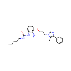 CCCCCNC(=O)Nc1cccc(OCCCn2cnc(-c3ccccc3)c2C)c1N(C)C ZINC000013827621