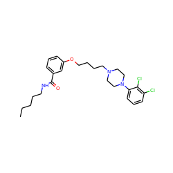 CCCCCNC(=O)c1cccc(OCCCCN2CCN(c3cccc(Cl)c3Cl)CC2)c1 ZINC000653886884