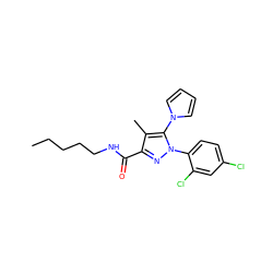 CCCCCNC(=O)c1nn(-c2ccc(Cl)cc2Cl)c(-n2cccc2)c1C ZINC000066259726