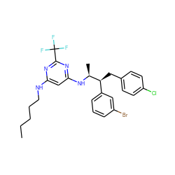 CCCCCNc1cc(N[C@@H](C)[C@@H](Cc2ccc(Cl)cc2)c2cccc(Br)c2)nc(C(F)(F)F)n1 ZINC000043074835