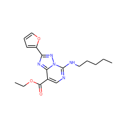 CCCCCNc1ncc(C(=O)OCC)c2nc(-c3ccco3)nn12 ZINC000299831488