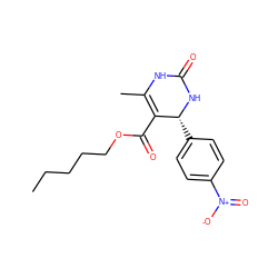 CCCCCOC(=O)C1=C(C)NC(=O)N[C@@H]1c1ccc([N+](=O)[O-])cc1 ZINC000005003033