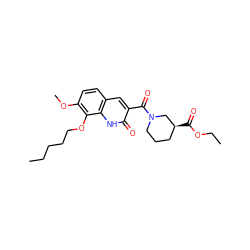 CCCCCOc1c(OC)ccc2cc(C(=O)N3CCC[C@H](C(=O)OCC)C3)c(=O)[nH]c12 ZINC000299860357