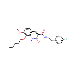 CCCCCOc1c(OC)ccc2cc(C(=O)NCCc3ccc(F)cc3)c(=O)n(C)c12 ZINC000197592186