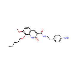 CCCCCOc1c(OC)ccc2cc(C(=O)NCCc3ccc(N)cc3)c(=O)[nH]c12 ZINC000013683962