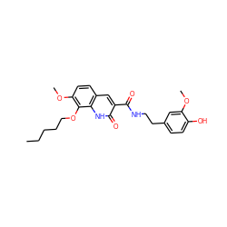 CCCCCOc1c(OC)ccc2cc(C(=O)NCCc3ccc(O)c(OC)c3)c(=O)[nH]c12 ZINC000033971703