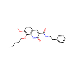 CCCCCOc1c(OC)ccc2cc(C(=O)NCCc3ccccc3)c(=O)[nH]c12 ZINC000013683948