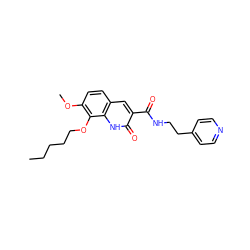 CCCCCOc1c(OC)ccc2cc(C(=O)NCCc3ccncc3)c(=O)[nH]c12 ZINC000002005990