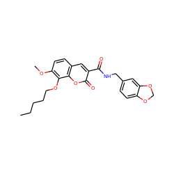 CCCCCOc1c(OC)ccc2cc(C(=O)NCc3ccc4c(c3)OCO4)c(=O)oc12 ZINC000299861254