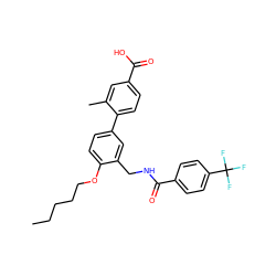 CCCCCOc1ccc(-c2ccc(C(=O)O)cc2C)cc1CNC(=O)c1ccc(C(F)(F)F)cc1 ZINC000096915116