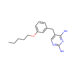 CCCCCOc1cccc(Cc2cnc(N)nc2N)c1 ZINC000013801429