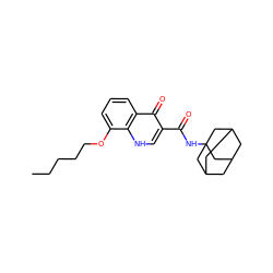 CCCCCOc1cccc2c(=O)c(C(=O)NC34CC5CC(CC(C5)C3)C4)c[nH]c12 ZINC000072107442