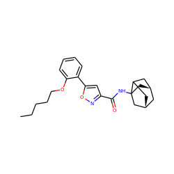 CCCCCOc1ccccc1-c1cc(C(=O)NC23C[C@@H]4CC2C[C@H](C4)C3)no1 ZINC000103137471