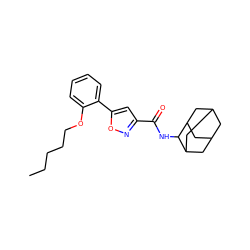 CCCCCOc1ccccc1-c1cc(C(=O)NC2C3CC4CC(C3)CC2C4)no1 ZINC000096913493