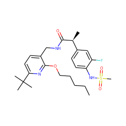 CCCCCOc1nc(C(C)(C)C)ccc1CNC(=O)[C@@H](C)c1ccc(NS(C)(=O)=O)c(F)c1 ZINC000060329086