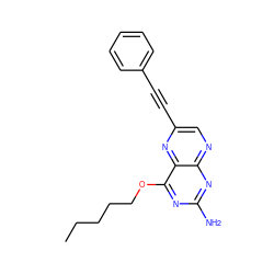 CCCCCOc1nc(N)nc2ncc(C#Cc3ccccc3)nc12 ZINC000013474478