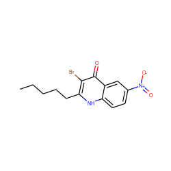 CCCCCc1[nH]c2ccc([N+](=O)[O-])cc2c(=O)c1Br ZINC001772614222