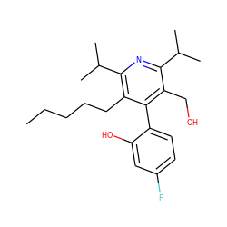 CCCCCc1c(C(C)C)nc(C(C)C)c(CO)c1-c1ccc(F)cc1O ZINC000013441096