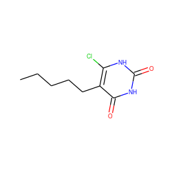 CCCCCc1c(Cl)[nH]c(=O)[nH]c1=O ZINC000014972726