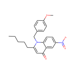 CCCCCc1cc(=O)c2cc([N+](=O)[O-])ccc2n1Cc1ccc(OC)cc1 ZINC001772588533