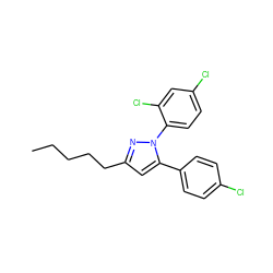 CCCCCc1cc(-c2ccc(Cl)cc2)n(-c2ccc(Cl)cc2Cl)n1 ZINC000095601853