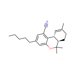 CCCCCc1cc(C#N)c2c(c1)OC(C)(C)[C@@H]1CCC(C)=C[C@@H]21 ZINC000045357413