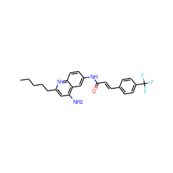 CCCCCc1cc(N)c2cc(NC(=O)/C=C/c3ccc(C(F)(F)F)cc3)ccc2n1 ZINC000036351933