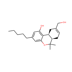 CCCCCc1cc(O)c2c(c1)OC(C)(C)[C@@H]1CC=C(CO)C[C@H]21 ZINC000002013198