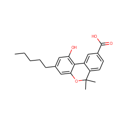 CCCCCc1cc(O)c2c(c1)OC(C)(C)c1ccc(C(=O)O)cc1-2 ZINC000013765606