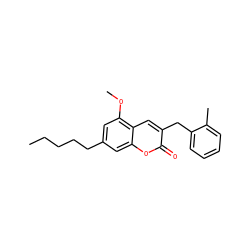 CCCCCc1cc(OC)c2cc(Cc3ccccc3C)c(=O)oc2c1 ZINC000095580230