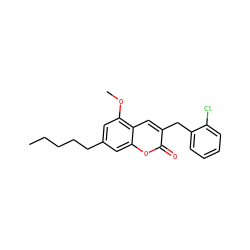 CCCCCc1cc(OC)c2cc(Cc3ccccc3Cl)c(=O)oc2c1 ZINC000095577460