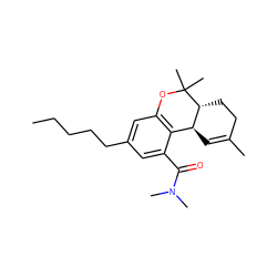 CCCCCc1cc2c(c(C(=O)N(C)C)c1)[C@@H]1C=C(C)CC[C@H]1C(C)(C)O2 ZINC000045356518