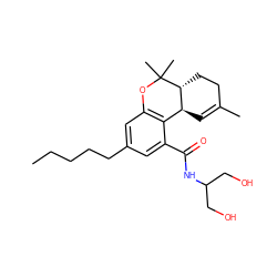 CCCCCc1cc2c(c(C(=O)NC(CO)CO)c1)[C@@H]1C=C(C)CC[C@H]1C(C)(C)O2 ZINC000045371956