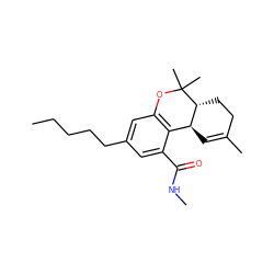 CCCCCc1cc2c(c(C(=O)NC)c1)[C@@H]1C=C(C)CC[C@H]1C(C)(C)O2 ZINC000045357965