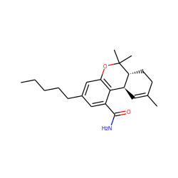 CCCCCc1cc2c(c(C(N)=O)c1)[C@@H]1C=C(C)CC[C@H]1C(C)(C)O2 ZINC000045356341