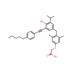 CCCCCc1ccc(C#Cc2cc(Cc3c(C)cc(OCC(=O)O)cc3C)cc(C(C)C)c2O)cc1 ZINC000013475086