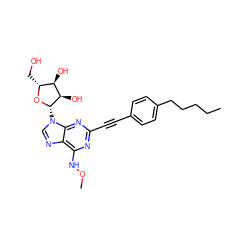 CCCCCc1ccc(C#Cc2nc(NOC)c3ncn([C@@H]4O[C@H](CO)[C@@H](O)[C@H]4O)c3n2)cc1 ZINC000003948106