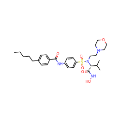 CCCCCc1ccc(C(=O)Nc2ccc(S(=O)(=O)N(CCN3CCOCC3)[C@@H](C(=O)NO)C(C)C)cc2)cc1 ZINC000053683177