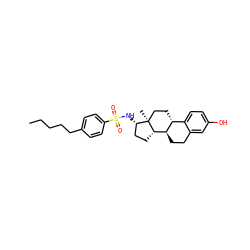 CCCCCc1ccc(S(=O)(=O)N[C@H]2CC[C@H]3[C@@H]4CCc5cc(O)ccc5[C@H]4CC[C@]23C)cc1 ZINC000082156511