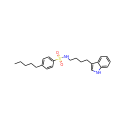 CCCCCc1ccc(S(=O)(=O)NCCCCc2c[nH]c3ccccc23)cc1 ZINC000014978349