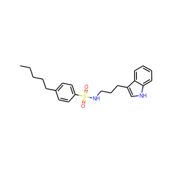 CCCCCc1ccc(S(=O)(=O)NCCCc2c[nH]c3ccccc23)cc1 ZINC000014978346