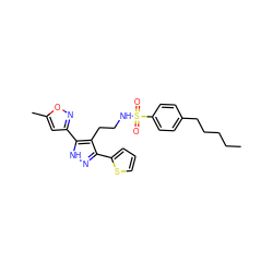 CCCCCc1ccc(S(=O)(=O)NCCc2c(-c3cccs3)n[nH]c2-c2cc(C)on2)cc1 ZINC000072173625