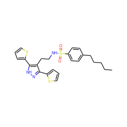 CCCCCc1ccc(S(=O)(=O)NCCc2c(-c3cccs3)n[nH]c2-c2cccs2)cc1 ZINC000072173100